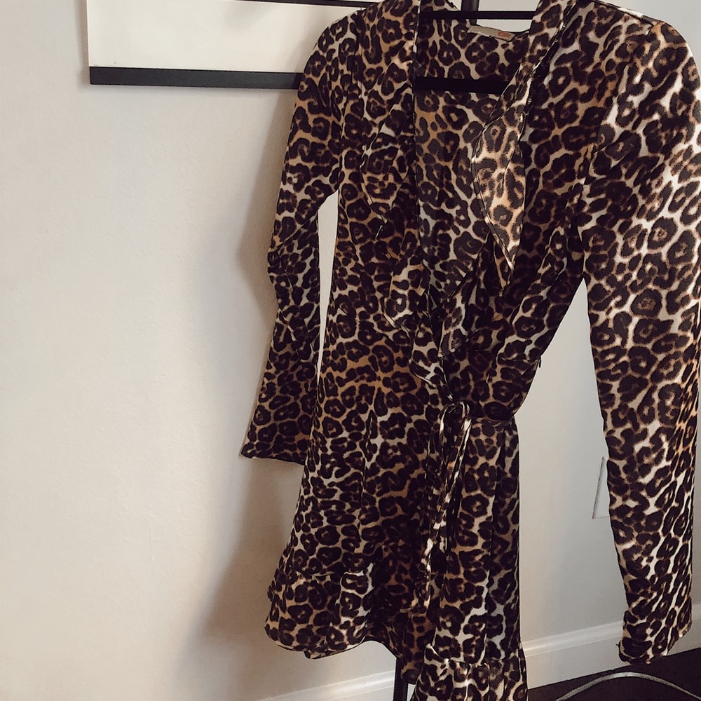 Cheetah Print Wrap Dress